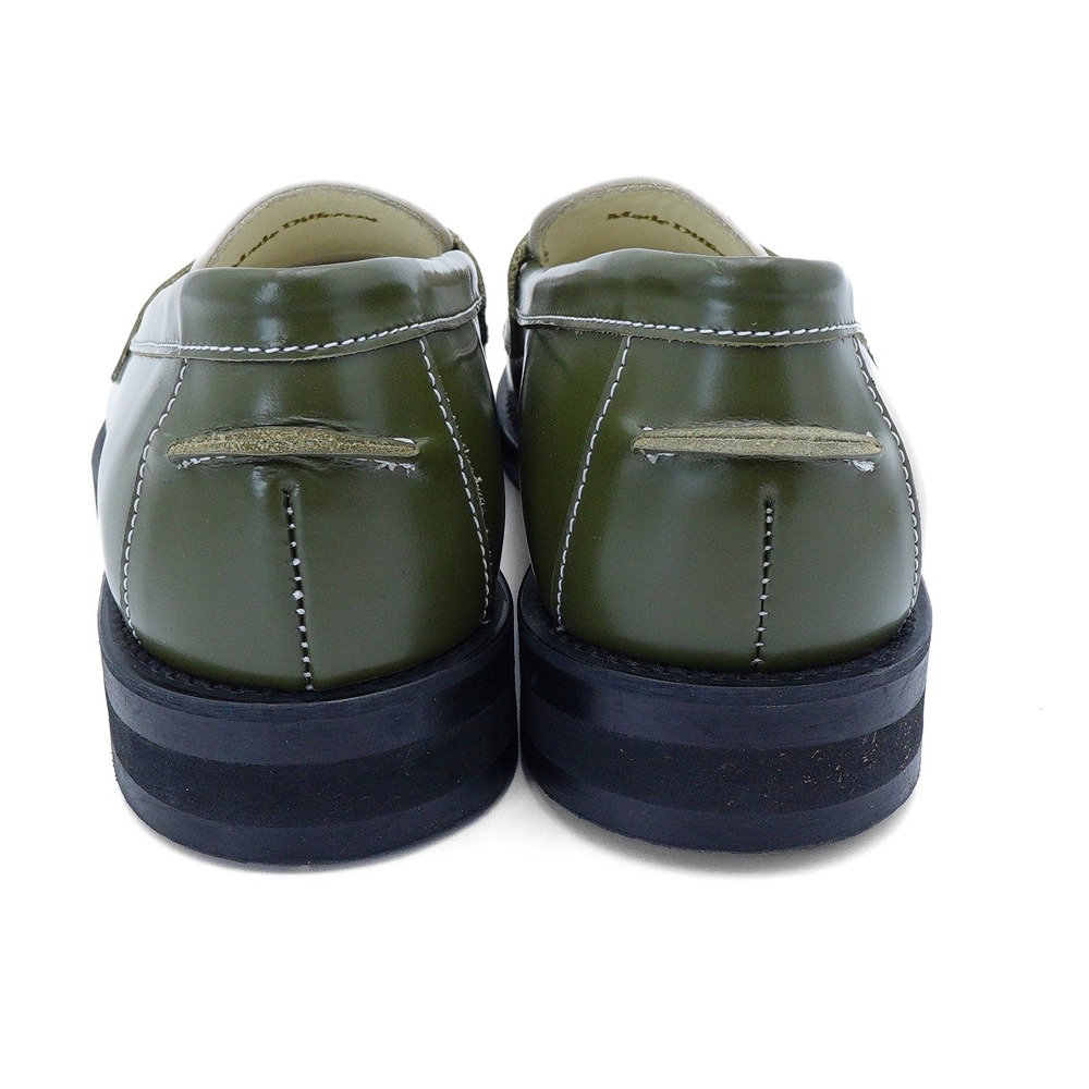 NWT DUKE + DEXTER Women's US 7/UK 5 Olive Green White Leather Penny Loafer Shoes - Picture 5 of 11